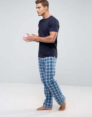 Комплект домашней одежды с футболкой и брюками из фланели в клетку Ted Baker. Цвет: синий