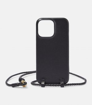 Кожаный чехол для iphone 14 pro max , черный Bottega Veneta