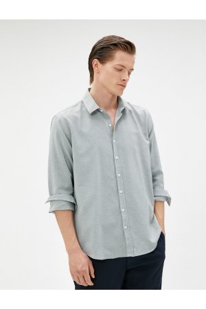 Базовая рубашка Классический воротник с манжетами длинными рукавами На пуговицах Без железа , серый Koton