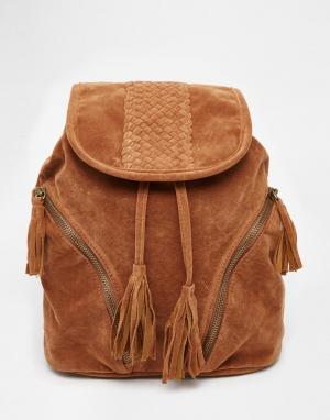 Светло-коричневый рюкзак с кисточками Glamorous. Цвет: рыжий