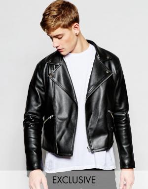 Байкерская куртка в кожаном стиле Brooklyn Supply Co Co.. Цвет: черный
