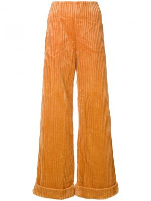 Бархатные брюки-палаццо Phisique Du Role. Цвет: жёлтый и оранжевый