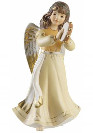 Коллекционная фигурка Ангел с тамбурином Goebel. Цвет: кремовый