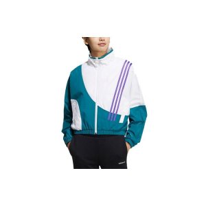 Neo Color Block Zip-Up Stand Collar Long Sleeve Jacket Women Outerwear Teal-Green HF7327 Adidas
