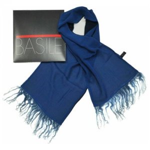 Сине-голубой шарфик с меховыми концами 840503 Basile. Цвет: синий