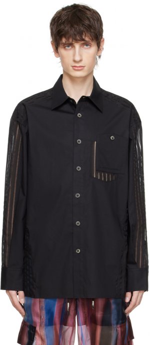 Черная рубашка со вставками Feng Chen Wang