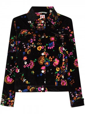 Бархатный пиджак Reeve с цветочным принтом Shrimps. Цвет: черный
