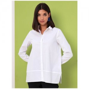 Блуза , повседневный стиль, свободный силуэт, длинный рукав, размер 48, белый Profito Avantage. Цвет: белый