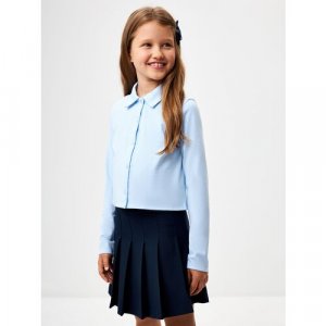 Школьная блуза , размер 164/92, голубой Sela. Цвет: белый