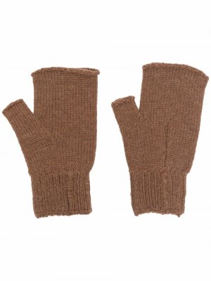 Шерстяные перчатки-митенки Maison Margiela. Цвет: коричневый