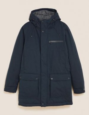 Куртка-парка из хлопка с отделкой rmowarmth ™, Marks&Spencer Marks & Spencer. Цвет: темно-синий