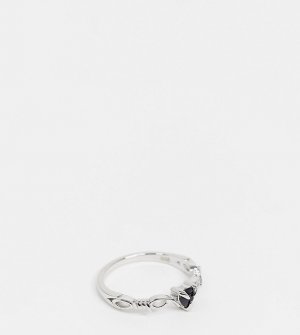 Кольцо из стерлингового серебра с камнем в форме сердца и колючей проволокой -Серебристый Regal Rose