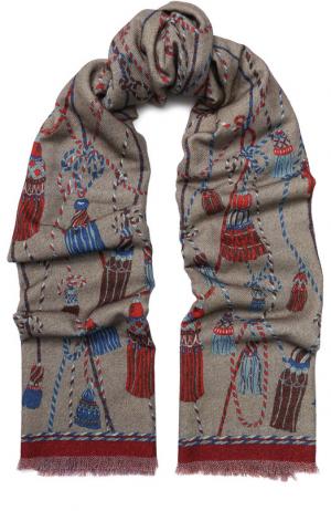Кашемировый шарф с принтом Franco Ferrari. Цвет: темно-синий