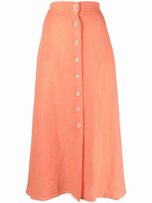 Расклешенная юбка на пуговицах 120% Lino. Цвет: оранжевый