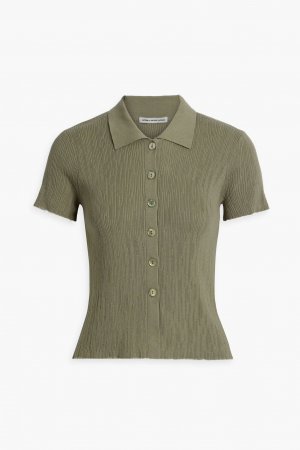 Свитер-поло из хлопка в рубчик , зеленый шалфей Cotton By Autumn Cashmere