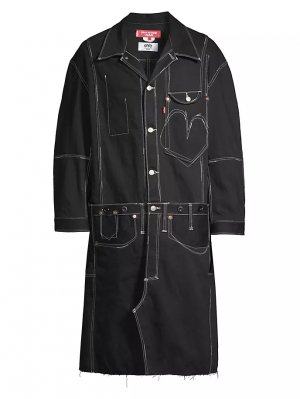Джинсовое пальто с графическим рисунком , черный Junya Watanabe