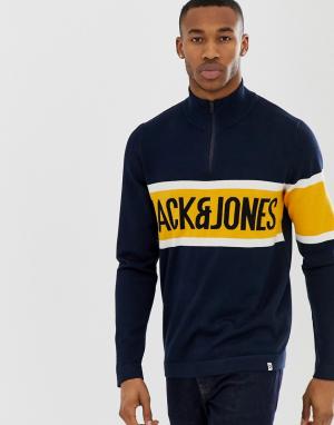 Пуловер с короткой молнией и логотипом core-Темно-синий Jack & Jones