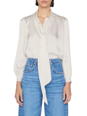 Шелковая блузка Femme с завязками , цвет Off White Frame