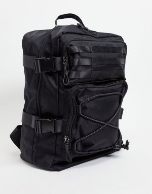 Черный нейлоновый рюкзак объемом 32 литра с зажимами -Черный цвет ASOS DESIGN