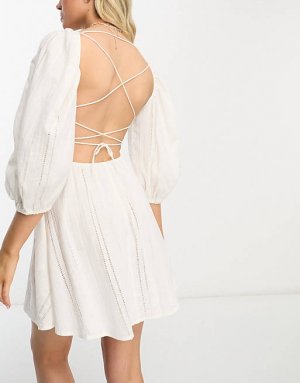 Пляжное мини-платье мини со шнуровкой на спине ASOS DESIGN