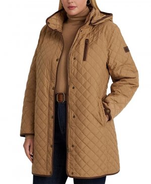 Женское стеганое пальто больших размеров, тан/бежевый Lauren Ralph