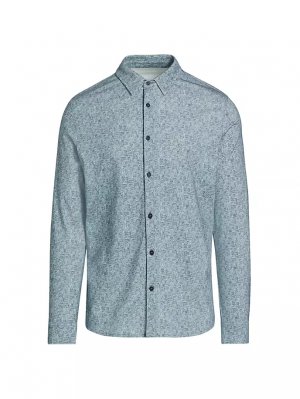 Рубашка из меланжевого джерси приталенного кроя с пуговицами спереди , синий Saks Fifth Avenue