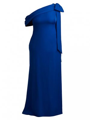 Платье-футляр из крепа Plus на одно плечо , синий Tadashi Shoji