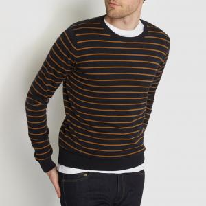 Пуловер в полоску 100% хлопок R essentiel. Цвет: темно-синий в полоску серый меланж,темно-синий в полоску/бежевый