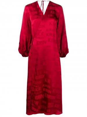 Платье с запахом и логотипом Kirin. Цвет: красный