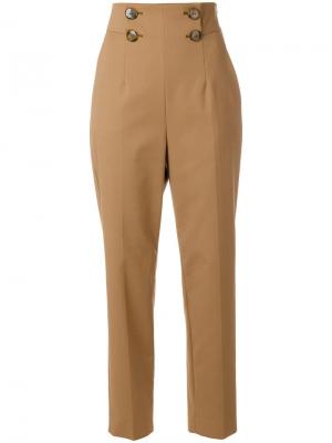 Укороченные брюки на завышенной талии Sara Battaglia. Цвет: коричневый