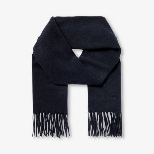 Кашемировый шарф с фирменной вышивкой и бахромой , темно-синий Corneliani