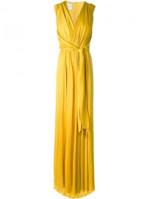 Длинное платье c V-образным вырезом Cédric Charlier. Цвет: жёлтый и оранжевый