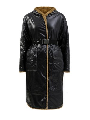 Двусторонняя куртка Actee из нейлона laqué и эко-меха MONCLER. Цвет: черный