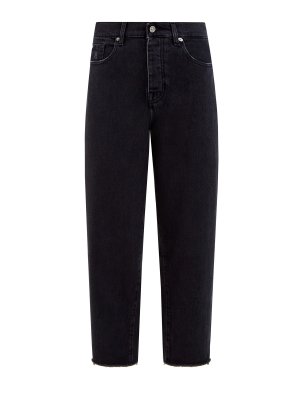 Укороченные джинсы с потертостями и застежкой на пуговицы 7 FOR ALL MANKIND. Цвет: серый