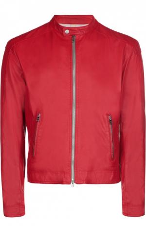 Кожаная куртка Delan. Цвет: красный