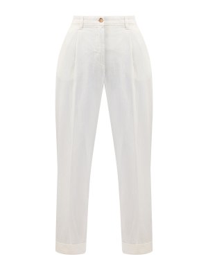 Укороченные брюки из хлопковой ткани с шевронным мотивом ETRO. Цвет: белый