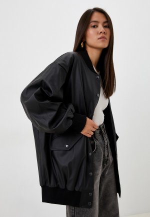 Куртка кожаная Malaeva. Цвет: черный