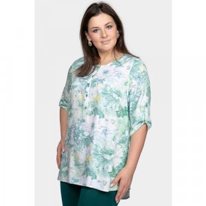 Блуза, размер 52, зеленый SVESTA. Цвет: зеленый/белый