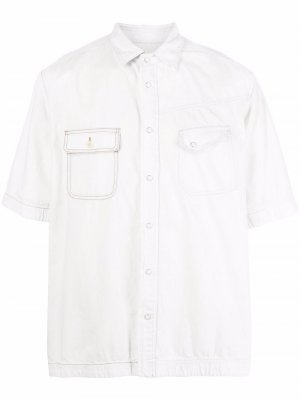 Джинсовая рубашка с короткими рукавами sacai. Цвет: белый