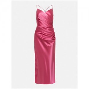 Платье миди с лифом на запах и сборками юбке, розовый, XS Lichi. Цвет: розовый