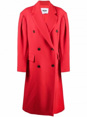 Двубортное пальто MSGM. Цвет: красный