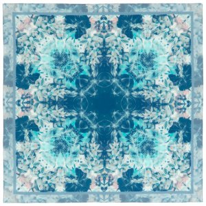 Платок ,65х65 см, голубой, синий Павловопосадская платочная мануфактура. Цвет: синий/бирюзовый