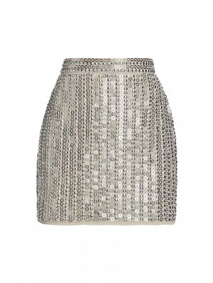 Мини-юбка с раздельными пайетками , цвет silver Mac Duggal