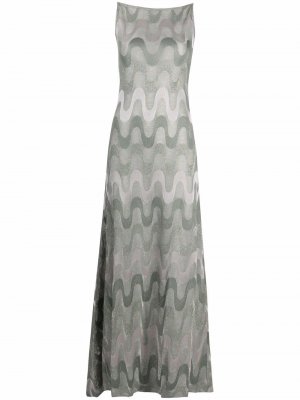 Длинное платье с узором зигзаг M Missoni. Цвет: серый