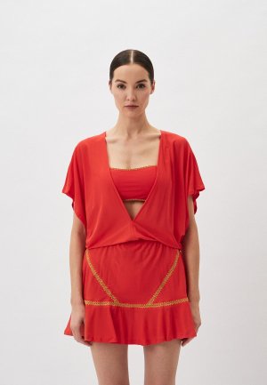 Платье пляжное Luli Fama. Цвет: красный