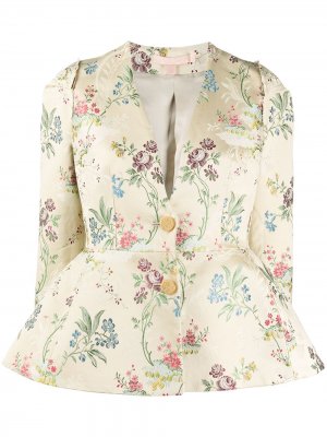 Пиджак с жаккардовым цветочным узором Brock Collection. Цвет: нейтральные цвета