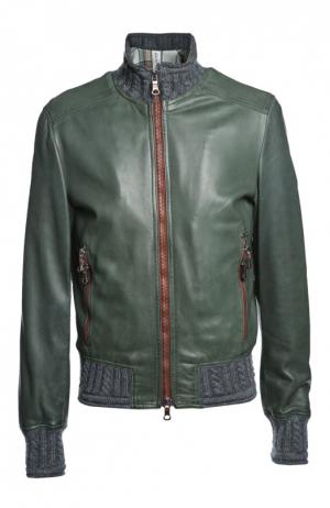 Куртка кожаная Delan. Цвет: зеленый