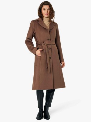 Длинное полушерстяное пальто Cecilia , глубокий серо-коричневый Noa. Цвет: коричневый