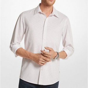 Рубашка Slim-Fit Printed Stretch, белый/черный Michael Kors