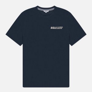 Мужская футболка Printed Logo Crew Neck Aigle. Цвет: синий